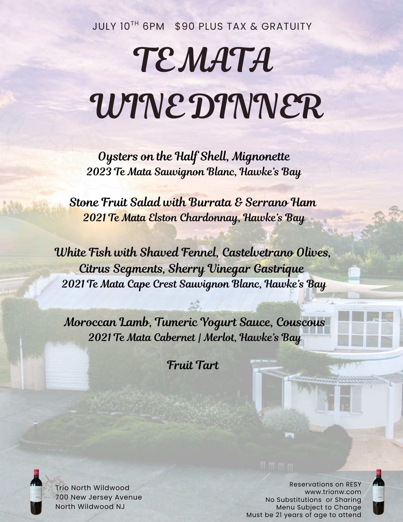 Te Mata Menu